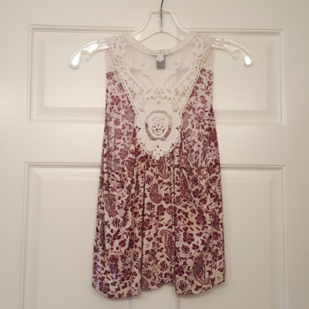 FOREVER 21 PAISLEY PRINT LACE TANK TOP - EUC - Picture 4 of 5